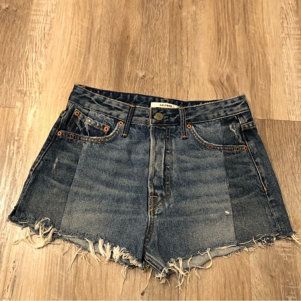 GRLFRND Distressed Blue Jean Shorts
